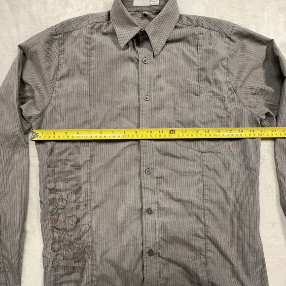 RVCA Sentimental Grey Men’s Button Up In Size Small - Picture 7 of 11